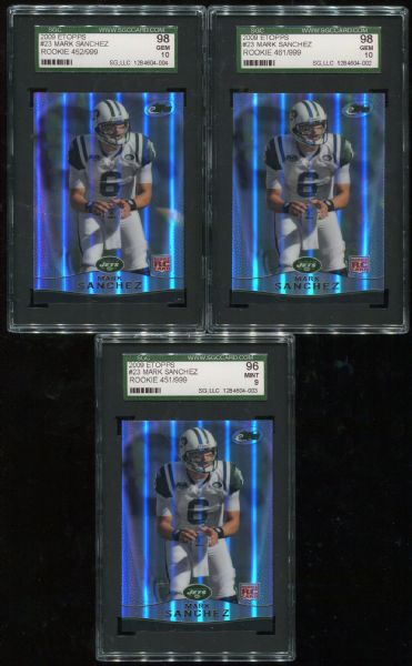 2009 Etopps #23 Mark Sanchez Rookie Lot of 3 SGC 96 & 98