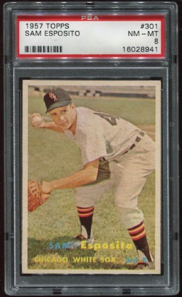 1957 Topps #301 Sam Esposito PSA 8