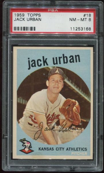 1959 Topps #18 Jack Urban PSA 8