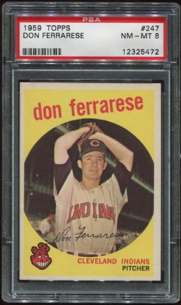 1959 Topps #247 Don Ferrarese PSA 8