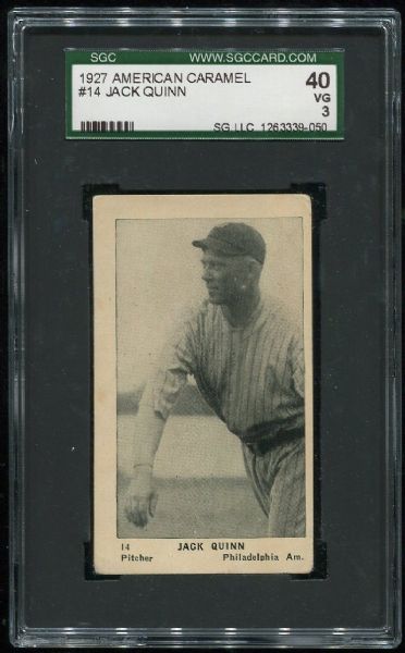 1927 American Caramel #14 Jack Quinn SGC 40