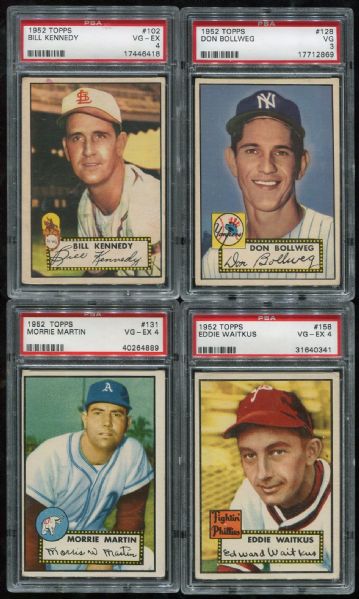 1952 Topps Lot of 4 Assorted PSA 3-4