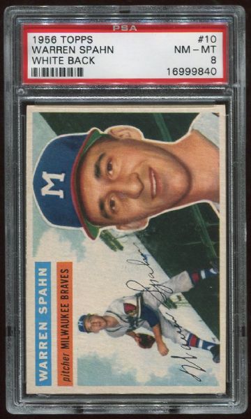 1956 Topps #10 Warren Spahn PSA 8