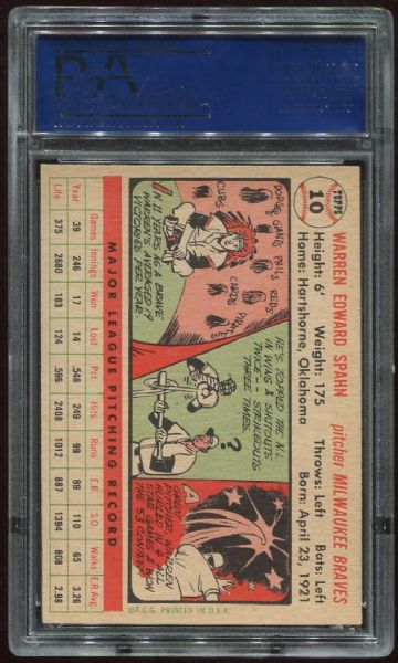 1956 Topps #10 Warren Spahn PSA 8