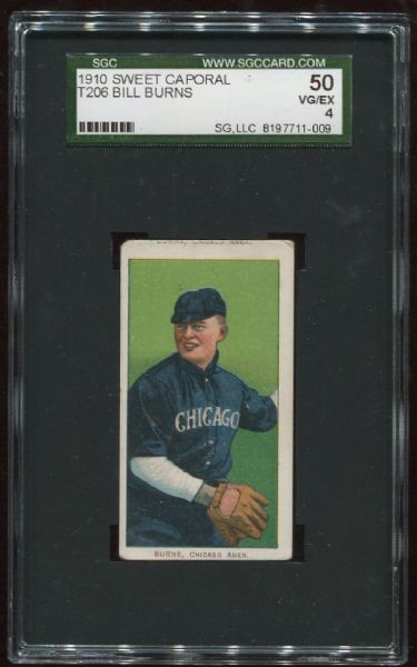 1909-11 T206 Sweet Caporal Bill Burns SGC 50 - Double Name