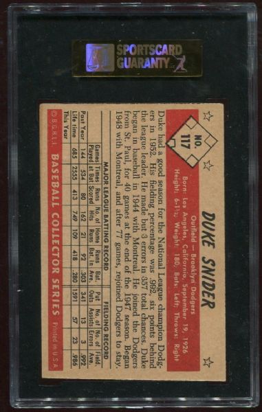 1953 Bowman Color #117 Duke Snider SGC 60