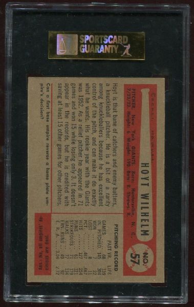 1954 Bowman #57 Hoyt Wilhelm SGC 86