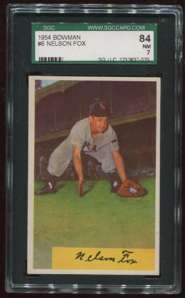 1954 Bowman #6 Nellie Fox SGC 84