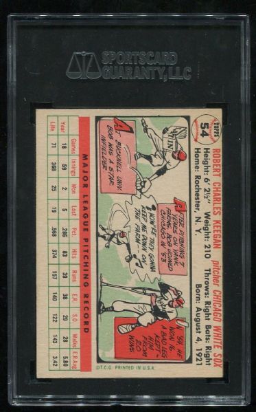 1956 Topps #54 Bob Keegan SGC 84