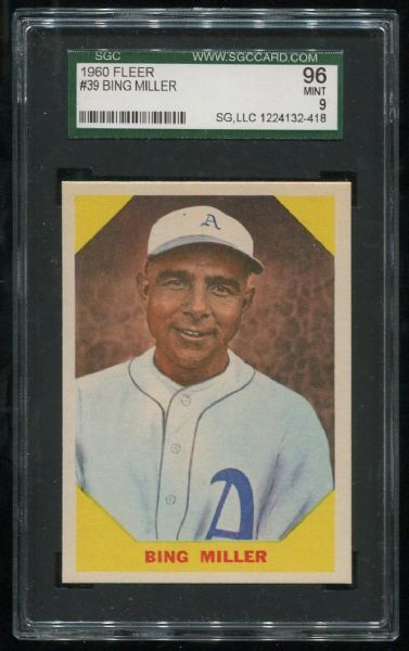 1960 Fleer #39 Bing Miller SGC 96