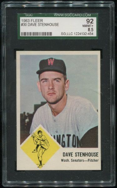 1963 Fleer #30 Dave Stenhouse SGC 92