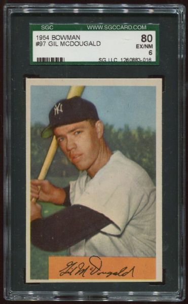1954 Bowman #97 Gil McDougald SGC 80