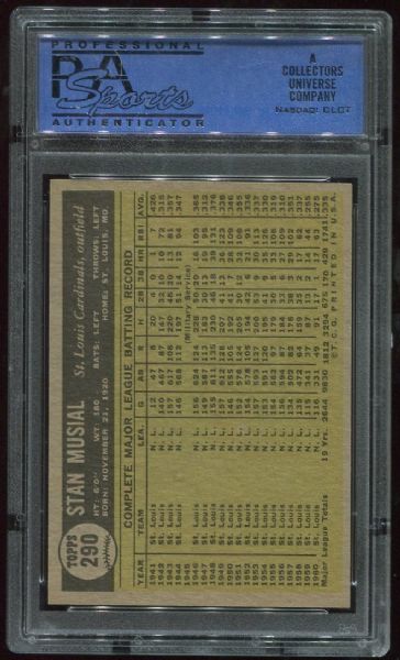 1961 Topps #290 Stan Musial PSA 8