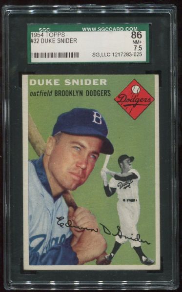 1954 Topps #32 Duke Snider SGC 86