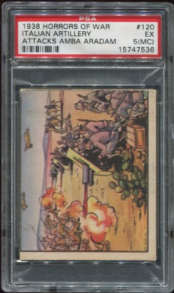 1938 Horrors of War #120 Italian Artillery Attacks PSA 5 MC