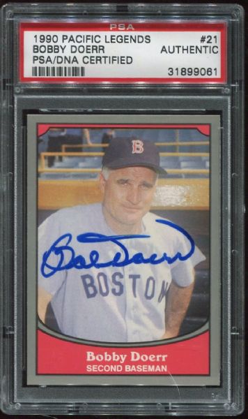 1990 Pacific Legends #21 Bobby Doerr Autographed PSA/DNA Authentic