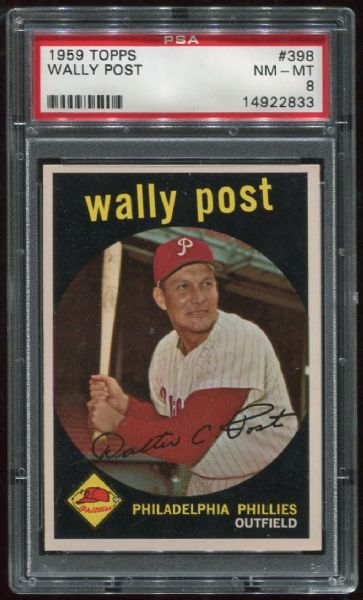 1959 Topps #398 Wally Post PSA 8