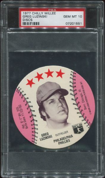 1977 Chilly Willee Discs Greg Luzinski PSA 10