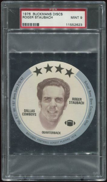 1976 Buckman's Discs Roger Staubach PSA 9