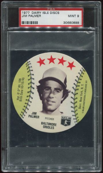 1977 Dairy Isle Discs Jim Palmer PSA 9