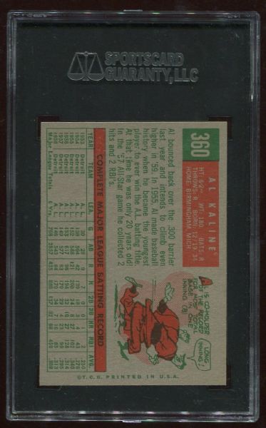 1959 Topps #360 Al Kaline SGC 88