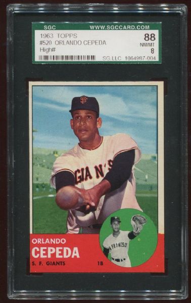 1963 Topps #520 Orlando Cepeda SGC 88