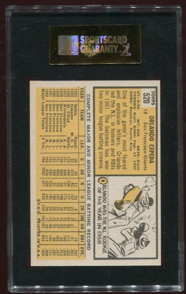 1963 Topps #520 Orlando Cepeda SGC 88