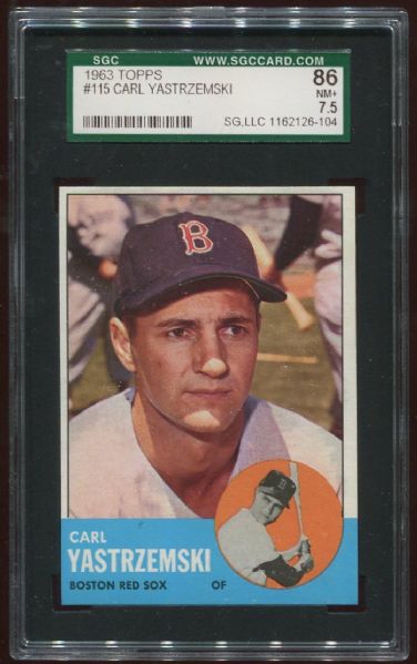 1963 Topps #115 Carl Yastrzemski SGC 86