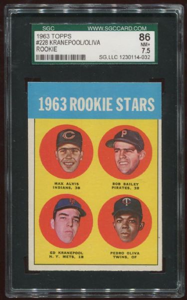 1963 Topps #228 Tony Oliva Rookie SGC 86