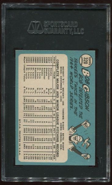 1965 Topps #320 Bob Gibson SGC 88