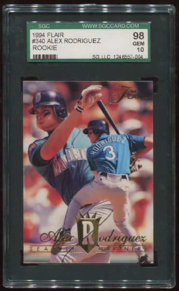 1994 Flair #340 Alex Rodriguez Rookie SGC 98