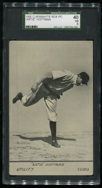 1908 Cubs Suhling Postcard Artie Hoffman SGC 40