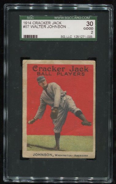 1914 Cracker Jack #57 Walter Johnson SGC 30