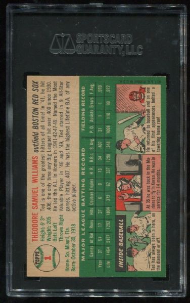 1954 Topps #1 Ted Williams SGC 88