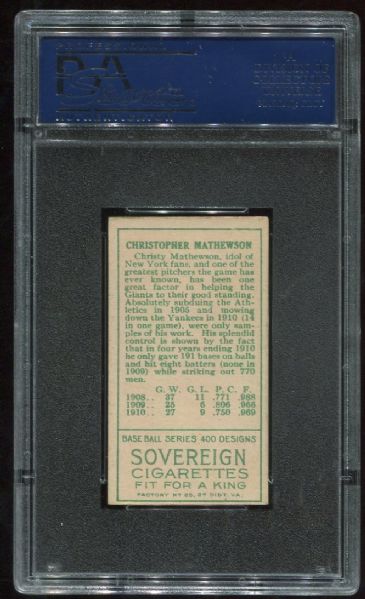 1911 T205 Sovereign Christy Mathewson PSA 5