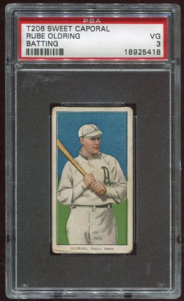 1909-11 T206 Sweet Caporal Rube Oldring Batting PSA 3