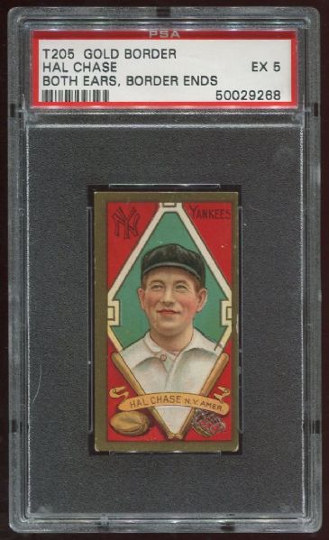 1911 T205 Hassan Hal Chase Both Ears Border Ends PSA 5