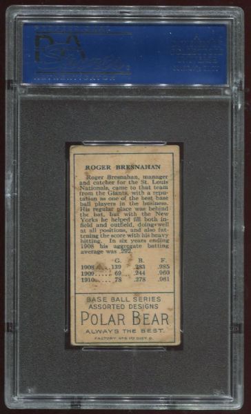 1911 T205 Polar Bear Roger Bresnahan Closed Mouth PSA 4