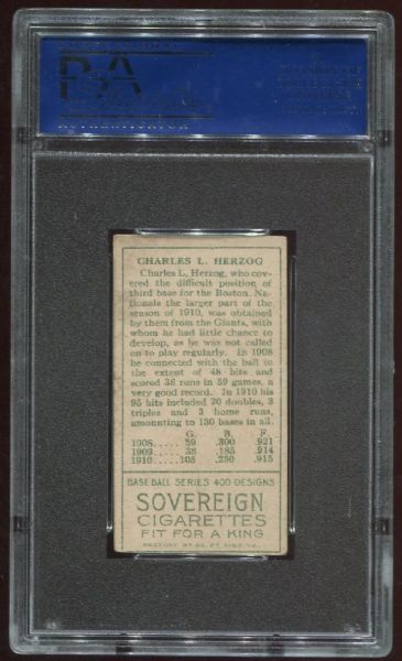 1911 T205 Sovereign Charles Herzog PSA 4