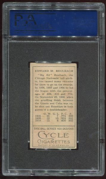 1911 T205 Cycle Edward Reulbach PSA 6