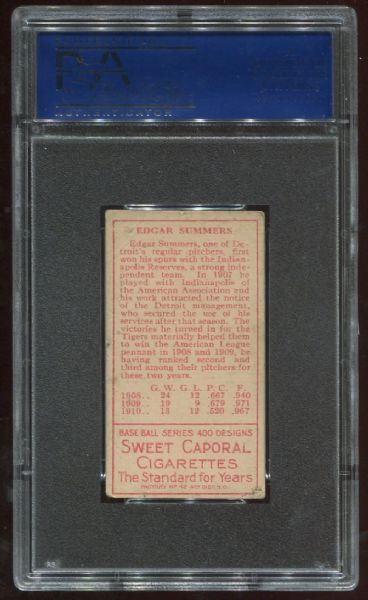 1911 T205 Sweet Caporal Edgar Summers PSA 4