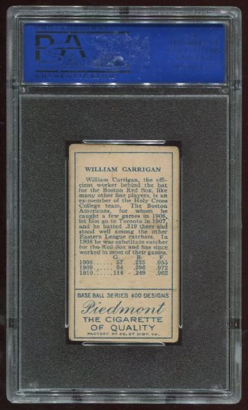 1911 T205 Piedmont Bill Carrigan PSA 4
