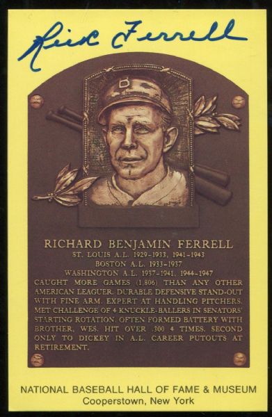 Hall of Fame Postcard Signed By Rick Ferrell