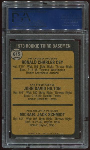 1973 Topps #615 Mike Schmidt Rookie PSA 8