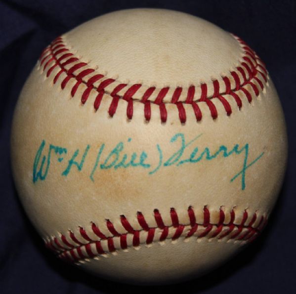 Bill Terry Single Signed Baseball JSA Authentic