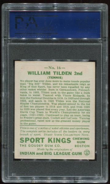 1933 Sport Kings #16 William Tilden PSA 6
