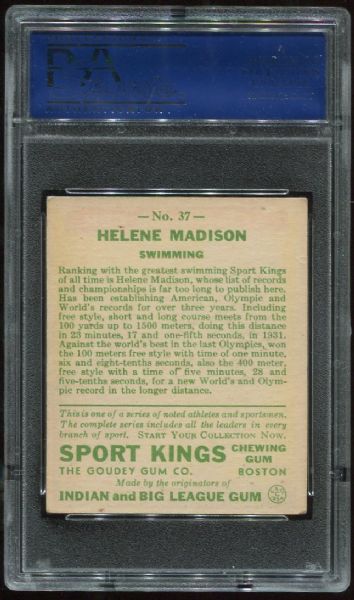 1933 Sport Kings #37 Helene Madison PSA 5