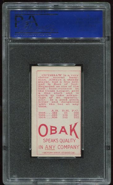 1911 T212 Obak Cigarettes Cutshaw PSA 6