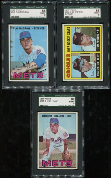 1967 Topps Lot of 3 Different SGC 88