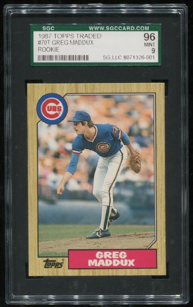 1987 Topps Traded #70T Greg Maddux Rookie SGC 96